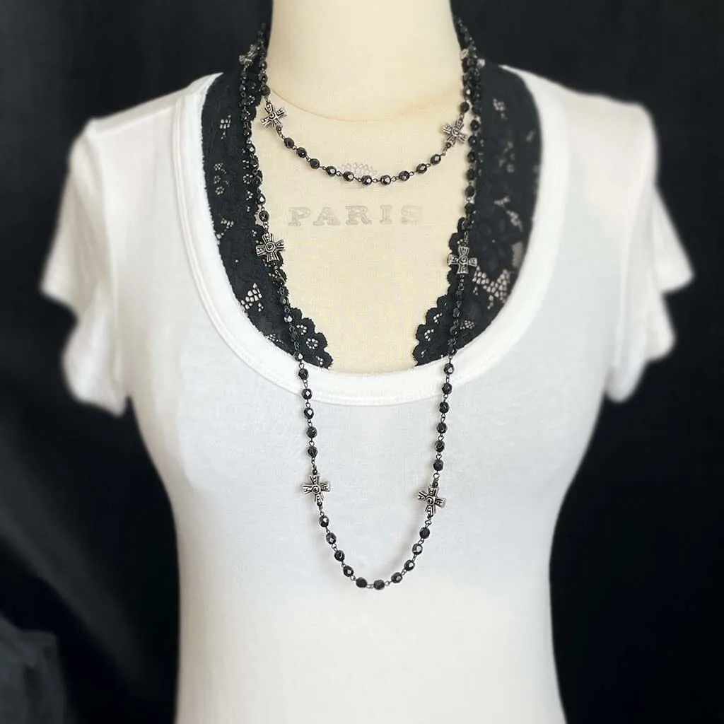 Cross Long Rosary Necklace