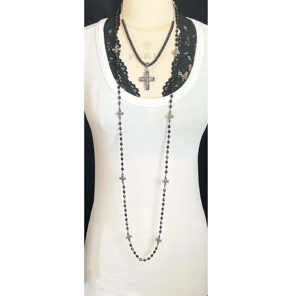 Cross Long Rosary Necklace