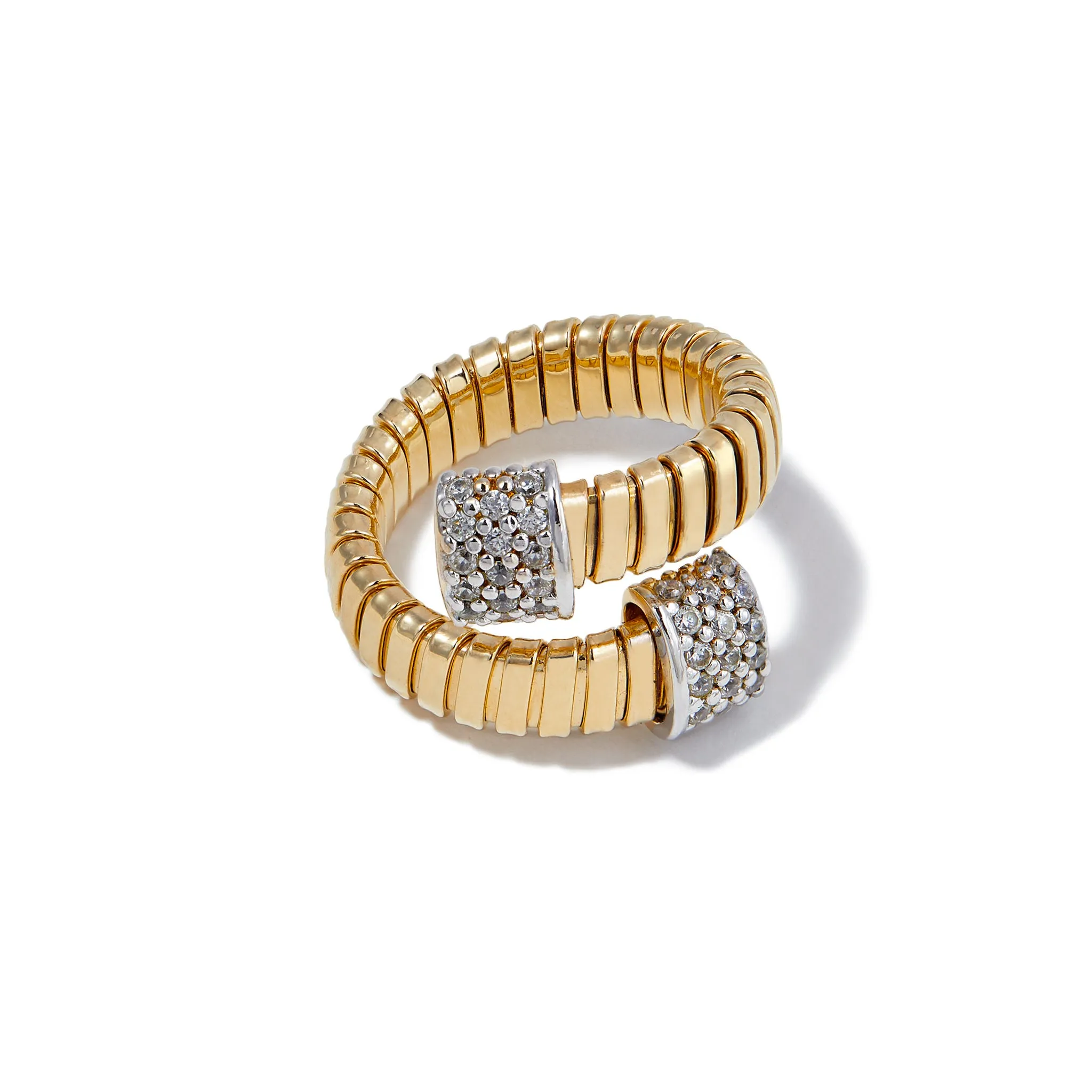 Crossover Ring in Gold Pave