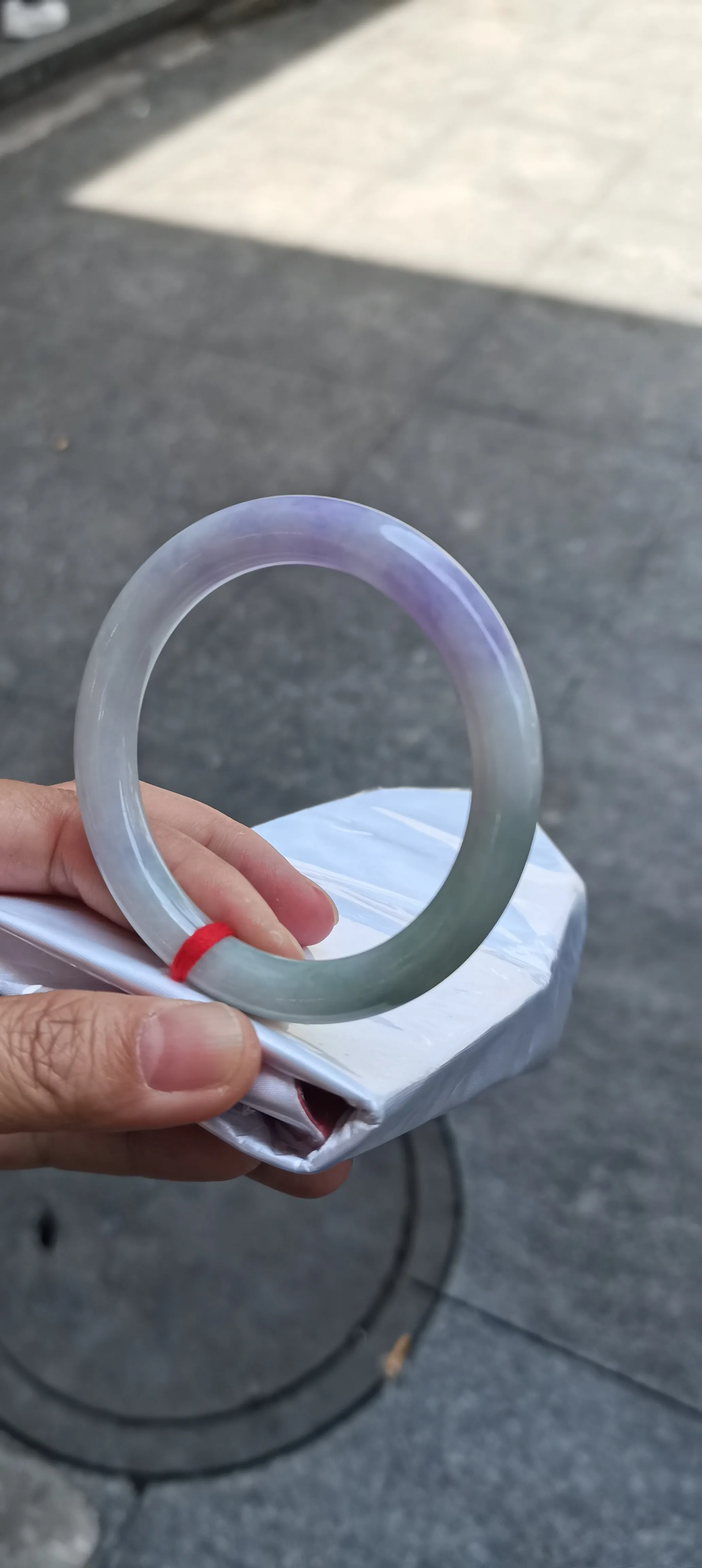 (Custom order) GUARDIAN | JAYDE Natural Grade-A Jadeite Bangle in Lavender Purple & Pastel Green (54.2mm Round)