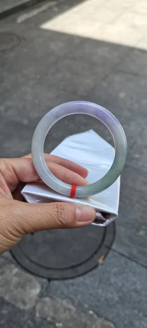 (Custom order) GUARDIAN | JAYDE Natural Grade-A Jadeite Bangle in Lavender Purple & Pastel Green (54.2mm Round)