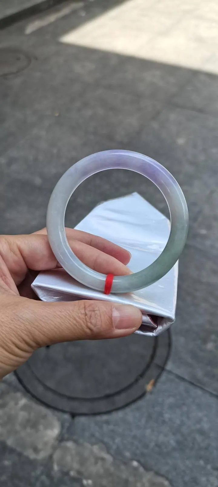 (Custom order) GUARDIAN | JAYDE Natural Grade-A Jadeite Bangle in Lavender Purple & Pastel Green (54.2mm Round)