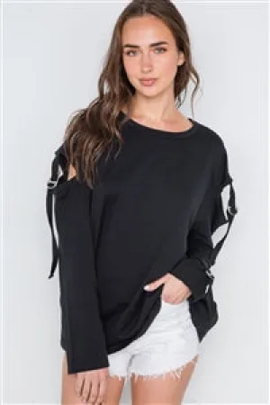 Cut It Out! Black Long-Sleeve Sweater
