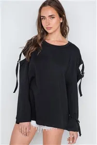 Cut It Out! Black Long-Sleeve Sweater