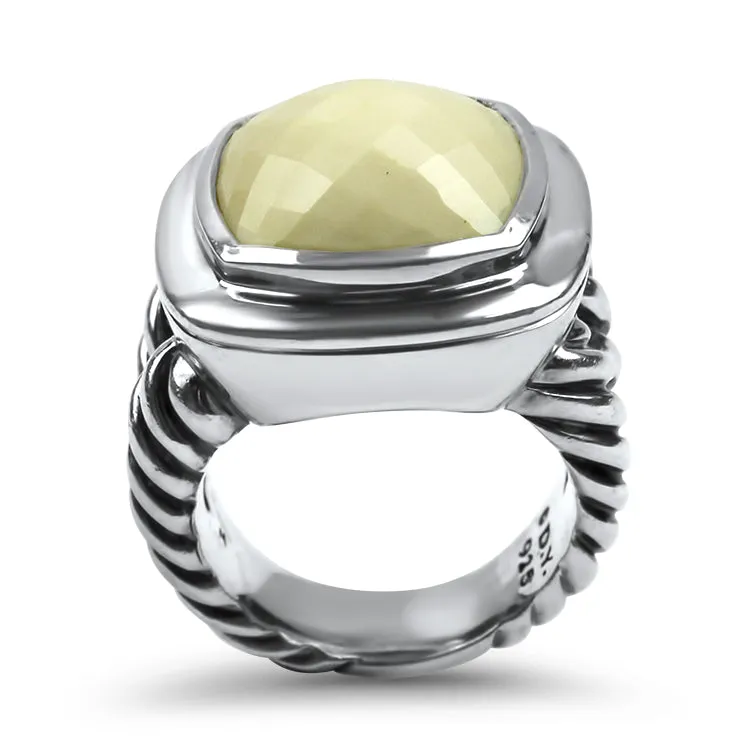 David Yurman Estate Albion White Agate Ring