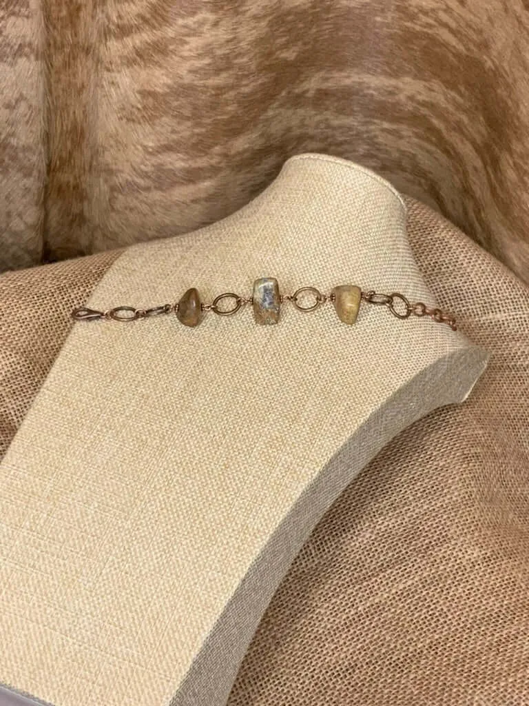 Desert Oasis: Handcrafted Turquoise Nugget Bracelet with Copper Circles