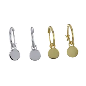 Disc Sterling Silver Sleeper Earring