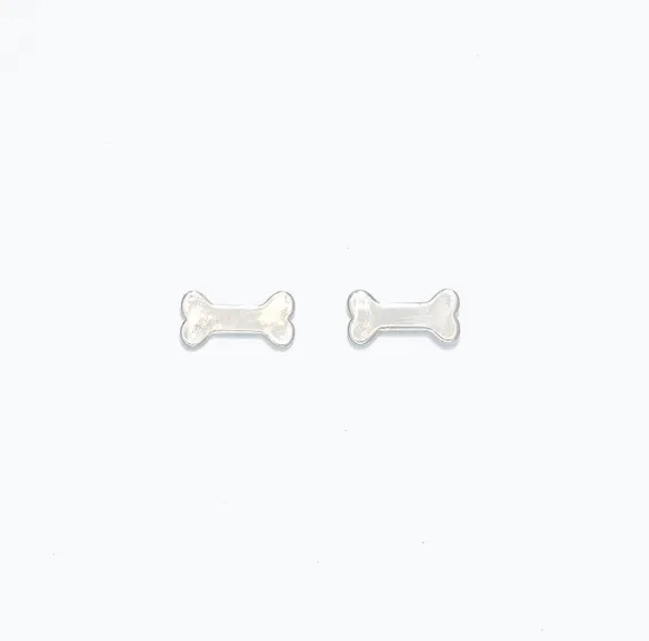 Dog Bone Silver Stud Earrings by Periwinkle