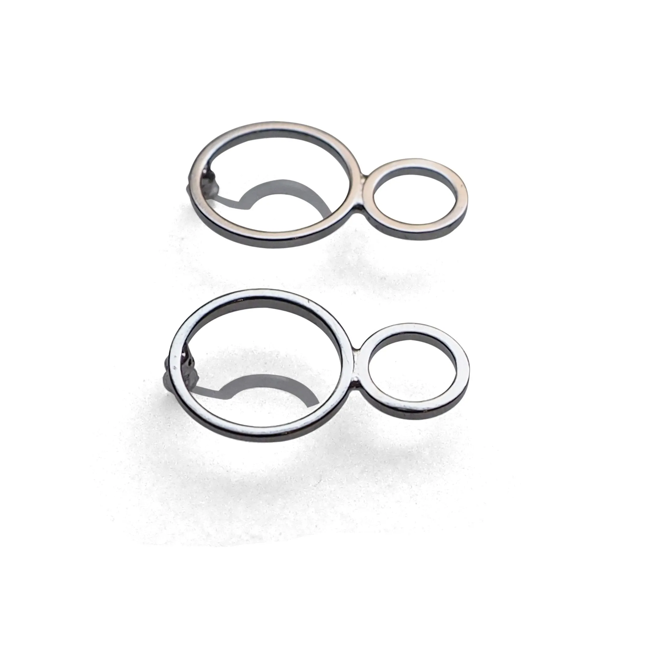 Double hoop invisible clip on stud earrings ( Silver tone )