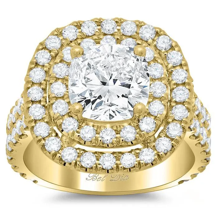Double Shank Double Halo Engagement Ring