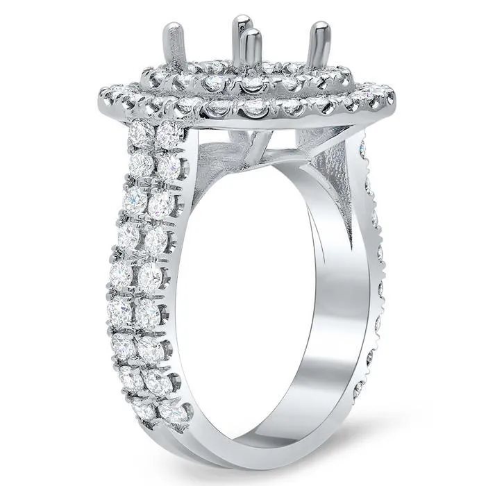Double Shank Double Halo Engagement Ring