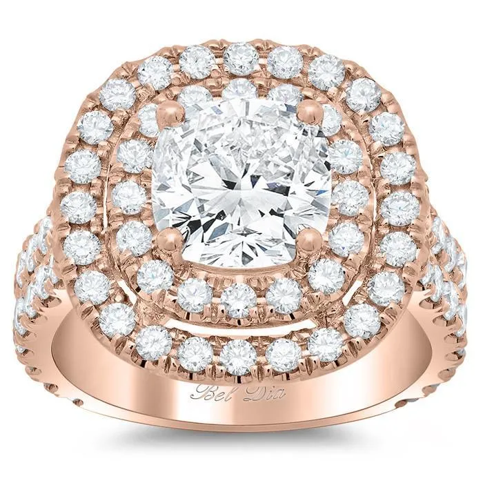 Double Shank Double Halo Engagement Ring