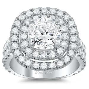 Double Shank Double Halo Engagement Ring