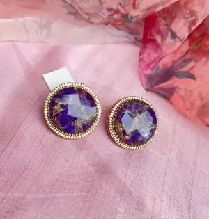 Elegant  Marble Stud Earrings , Faux Stone, Purple Stud Earrings, Purple Marble Stud Earrings For Women & Girls.