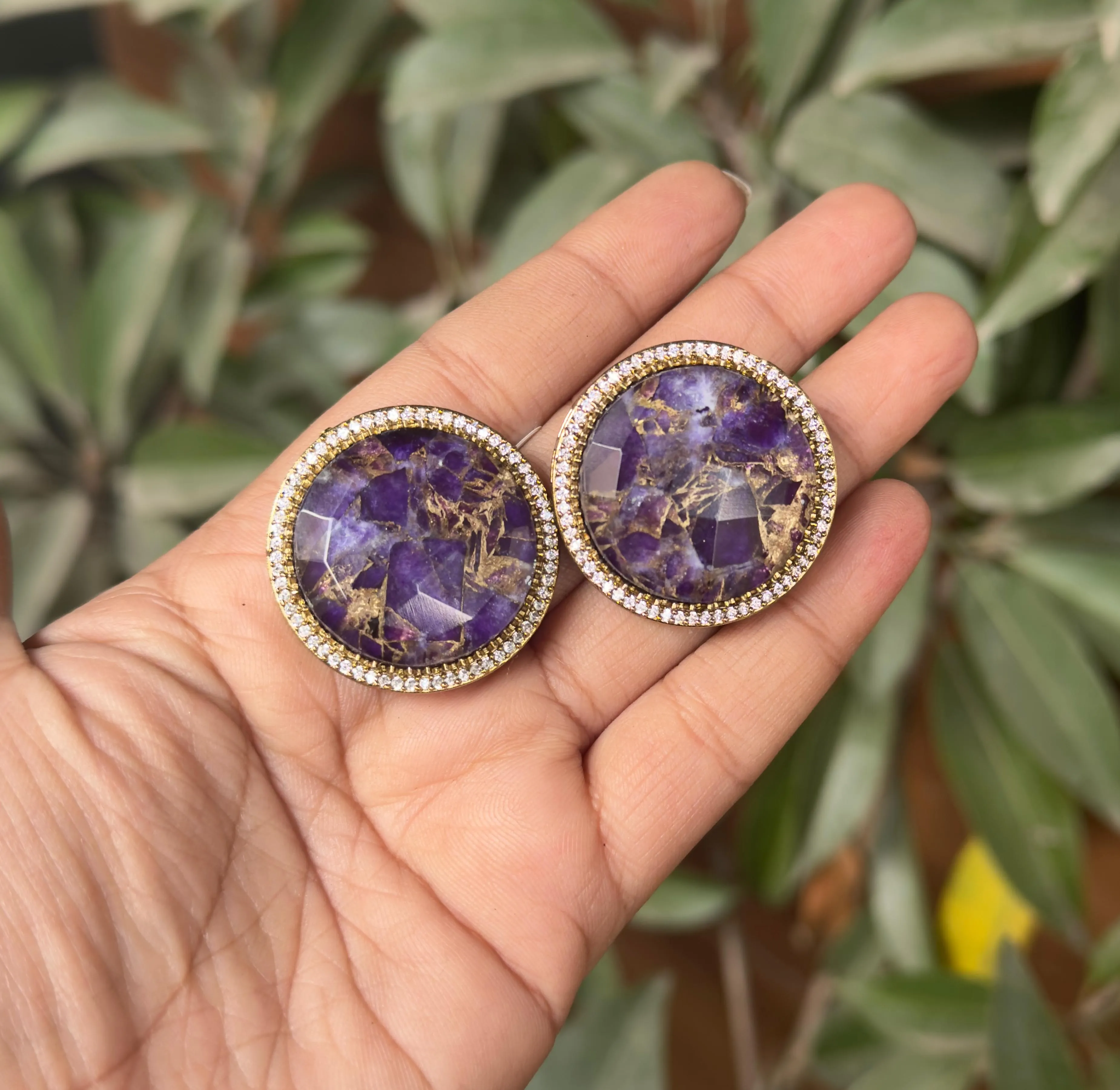 Elegant  Marble Stud Earrings , Faux Stone, Purple Stud Earrings, Purple Marble Stud Earrings For Women & Girls.