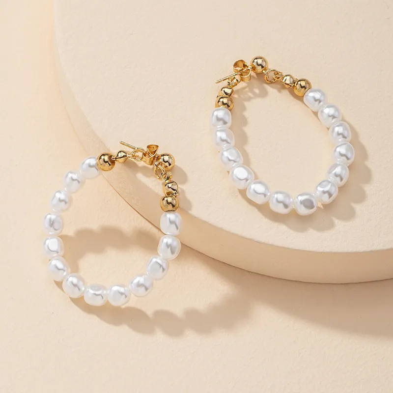 Elegant Vienna Verve Metal Pearl Earrings - Stylish Amazon Jewelry Piece