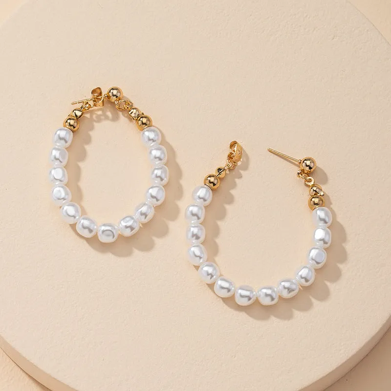 Elegant Vienna Verve Metal Pearl Earrings - Stylish Amazon Jewelry Piece