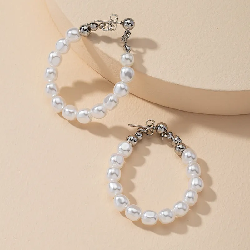 Elegant Vienna Verve Metal Pearl Earrings - Stylish Amazon Jewelry Piece