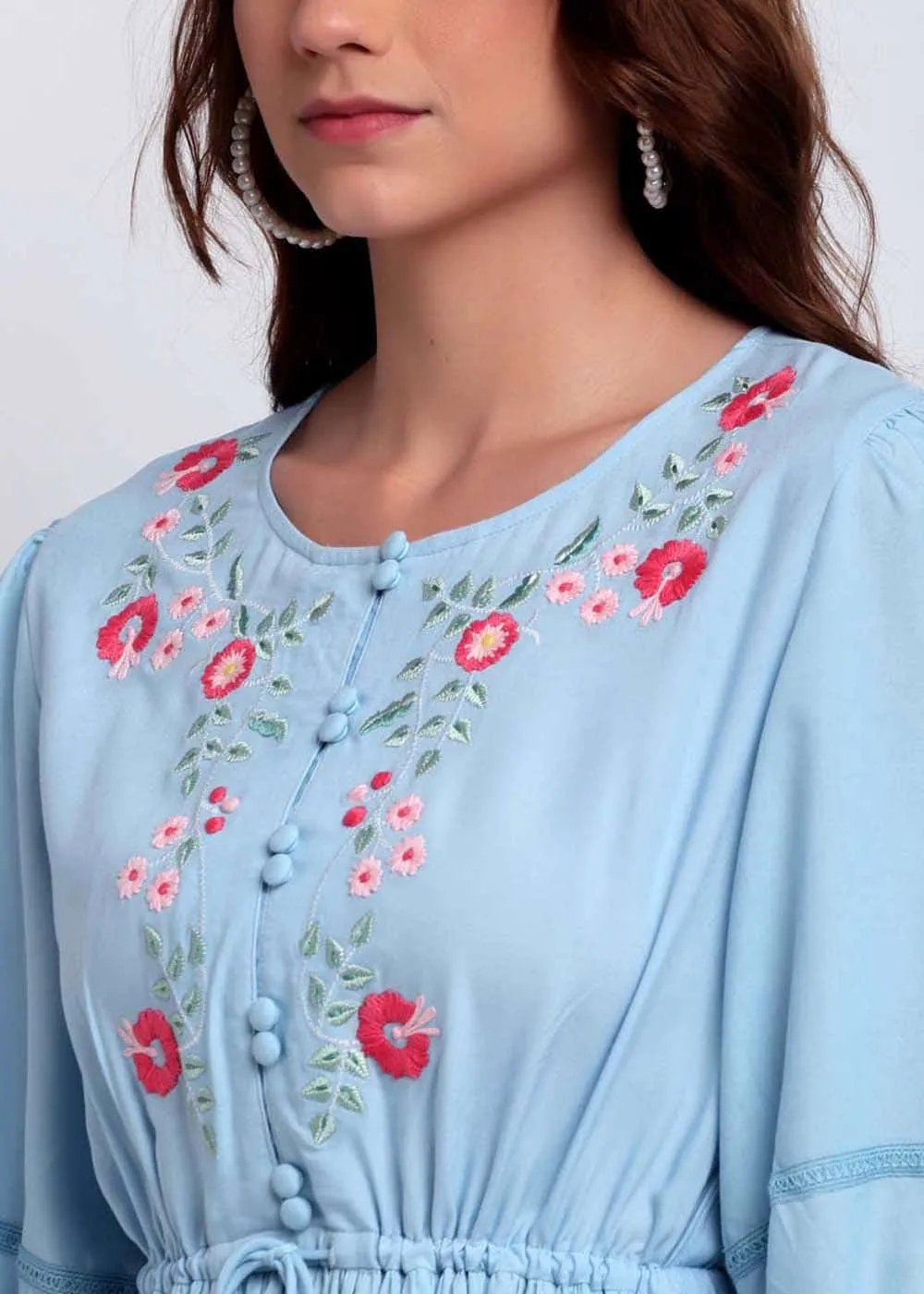Embroidery Blue Kurti