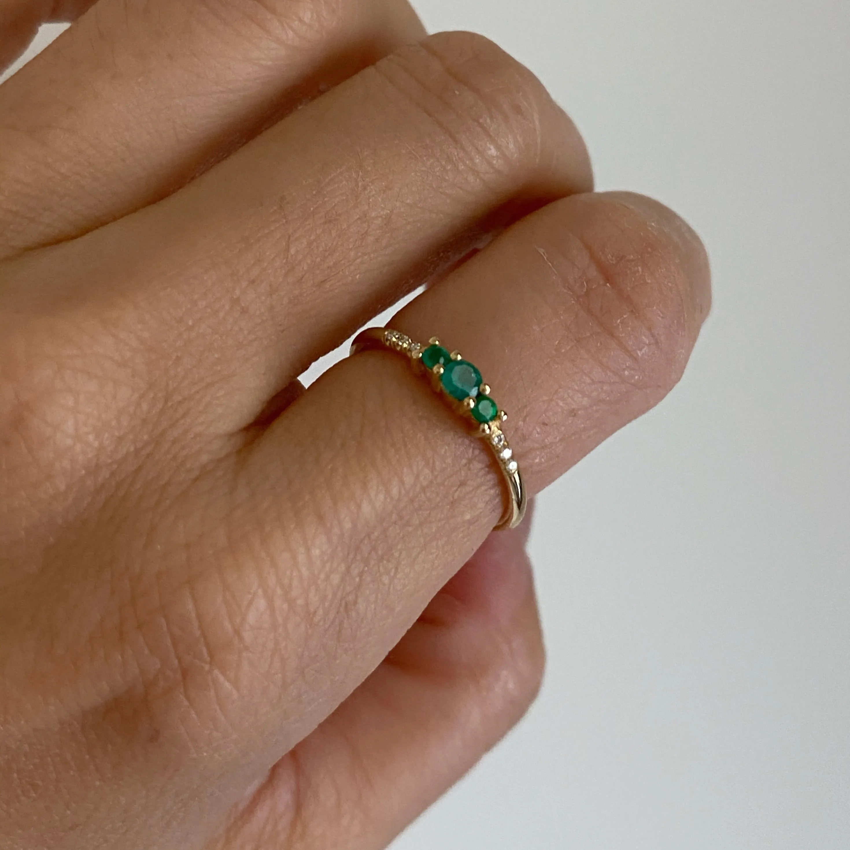 Emerald Trio Equilibrium Ring