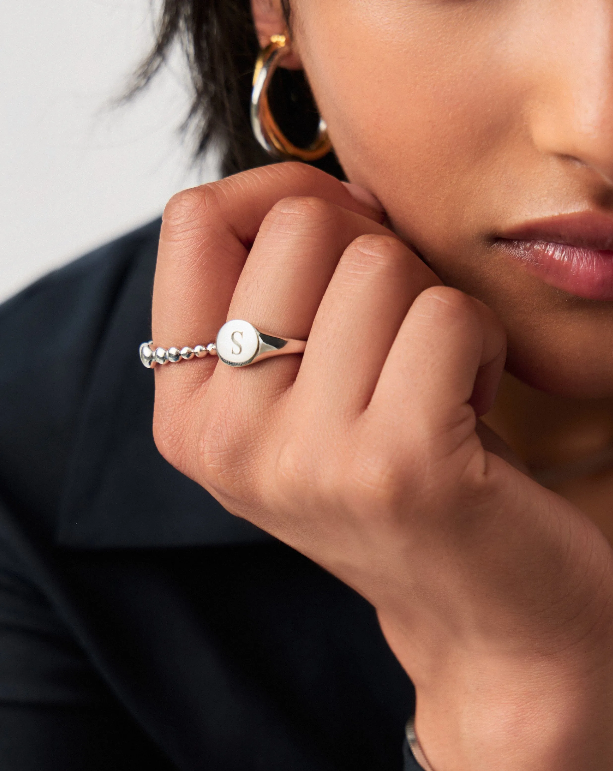 Engravable Round Signet Ring | Sterling Silver