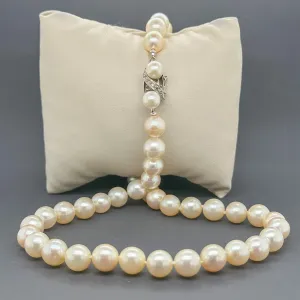 Estate 14K W Gold 8.5-9mm Akoya Pearl & 0.02cttw Diamond 18" Necklace