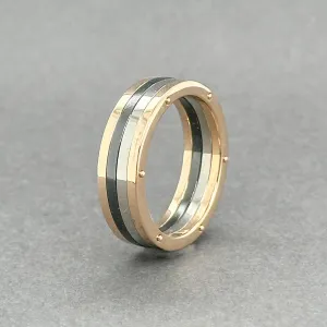 Estate 18K R Gold Steel & Palladium Ring