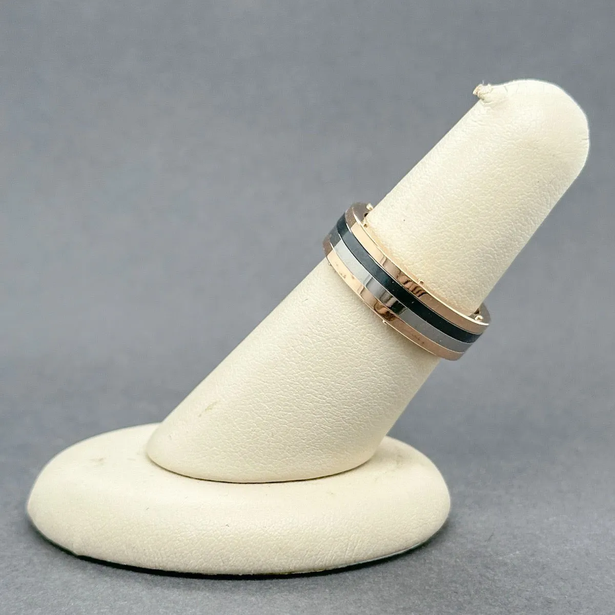 Estate 18K R Gold Steel & Palladium Ring