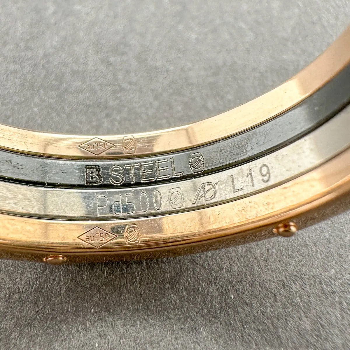 Estate 18K R Gold Steel & Palladium Ring