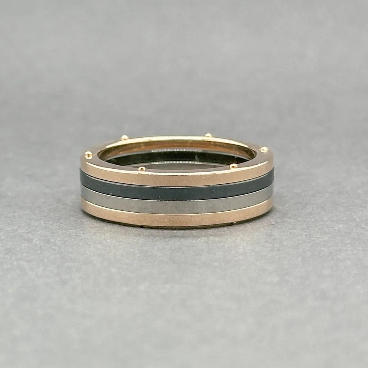 Estate 18K R Gold Steel & Palladium Ring