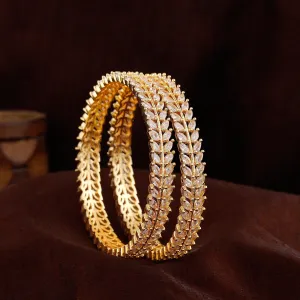 Estele Gold Plated Sparkling White American Diamond Bangles|Available Sizes in 2:6 & 2:8|A Dazzling Choice for Modern Women
