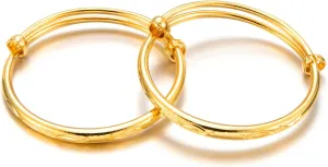 Ethlyn 2pcs/lot Mini Size Bangles For baby Boys Girls Gold Plated Fish Designs Bracelets for First Birthday Gifts