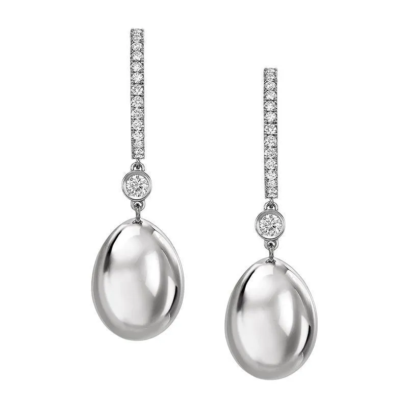 Faberge Essence 18ct White Gold Diamond Simple Earrings