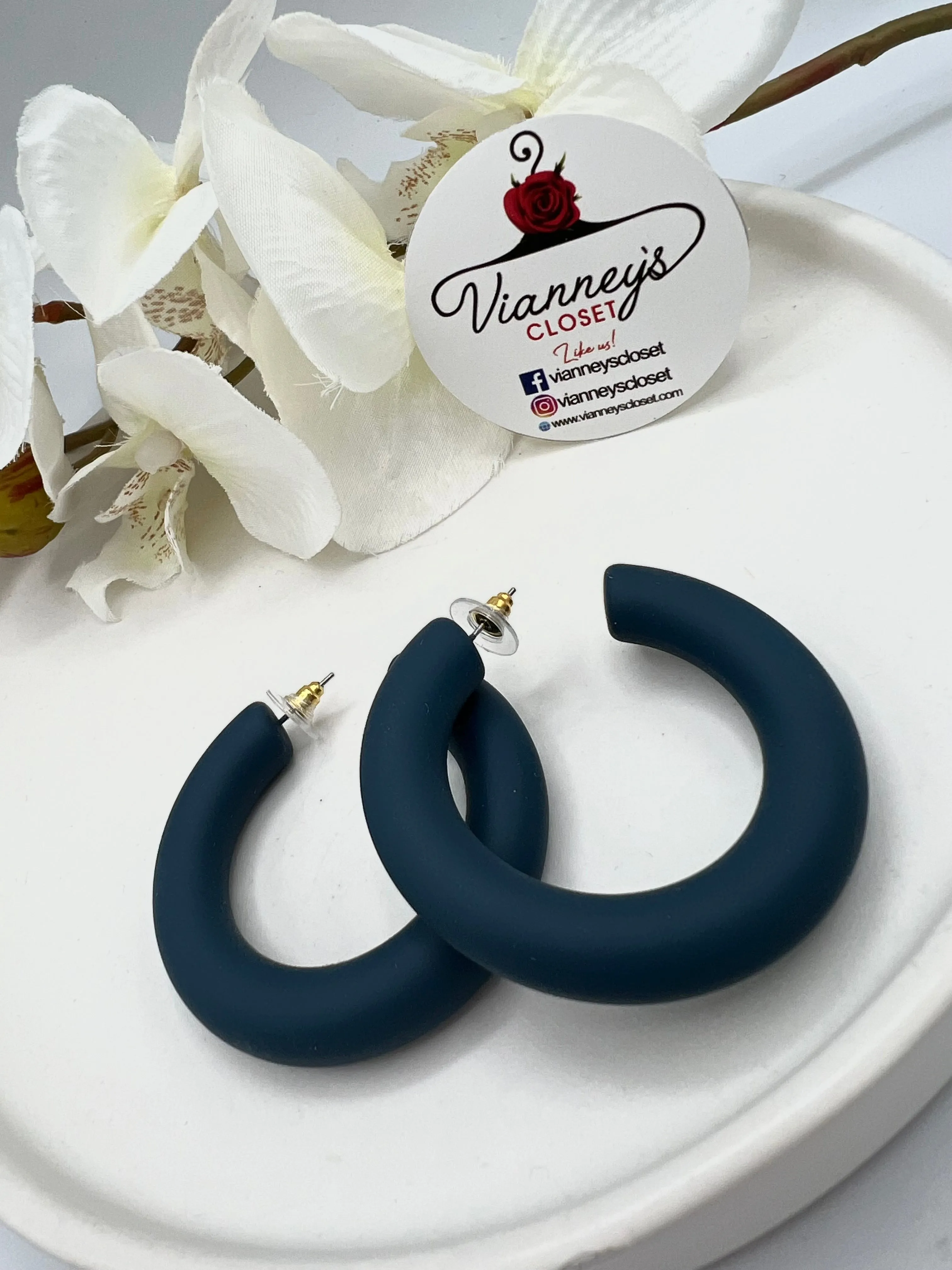 Fabiola Acrylic Blue or Green C-Shape Earrings