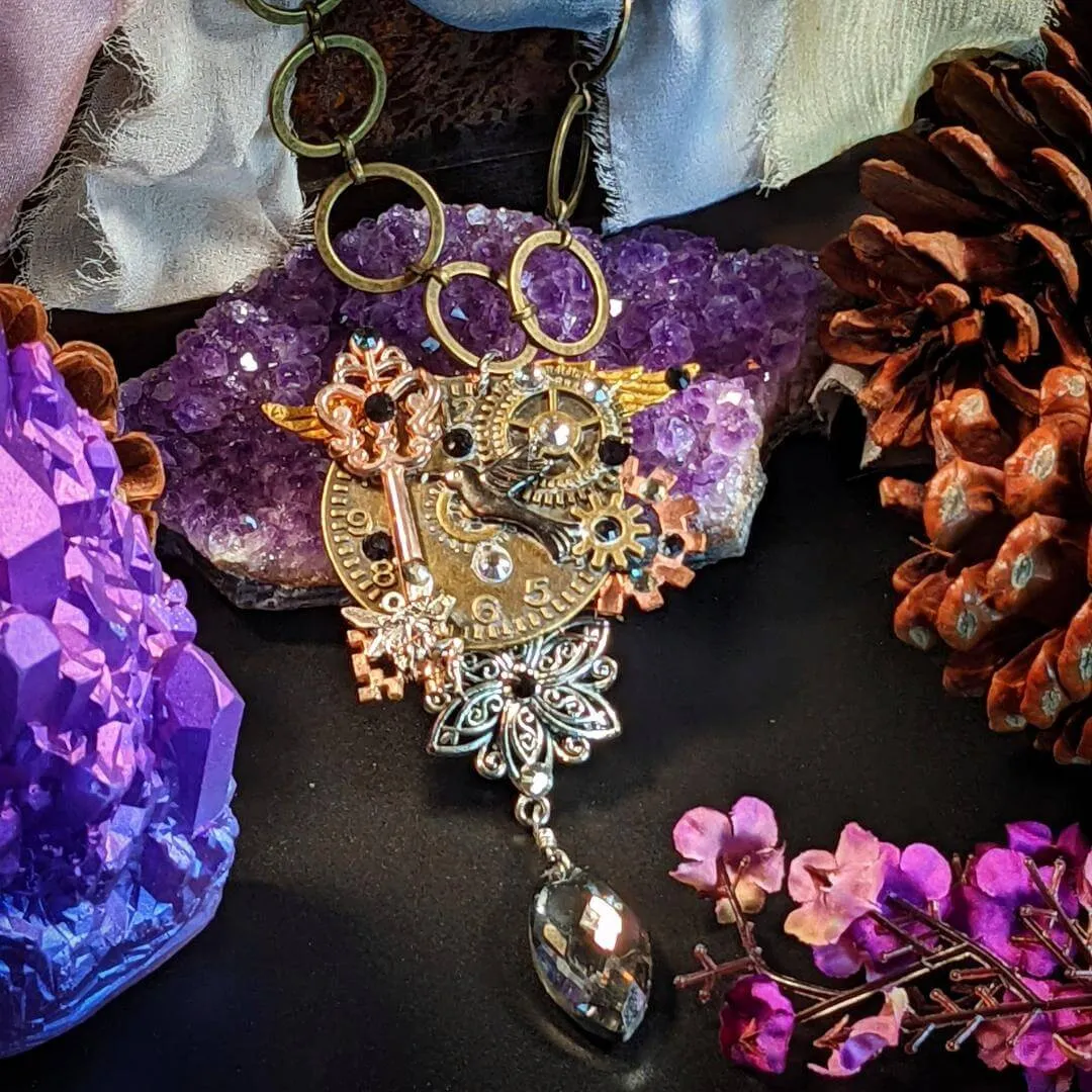 Fantasy Black Statement Necklace - Hypnotizing Time Flyer