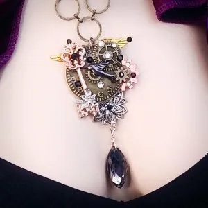 Fantasy Black Statement Necklace - Hypnotizing Time Flyer