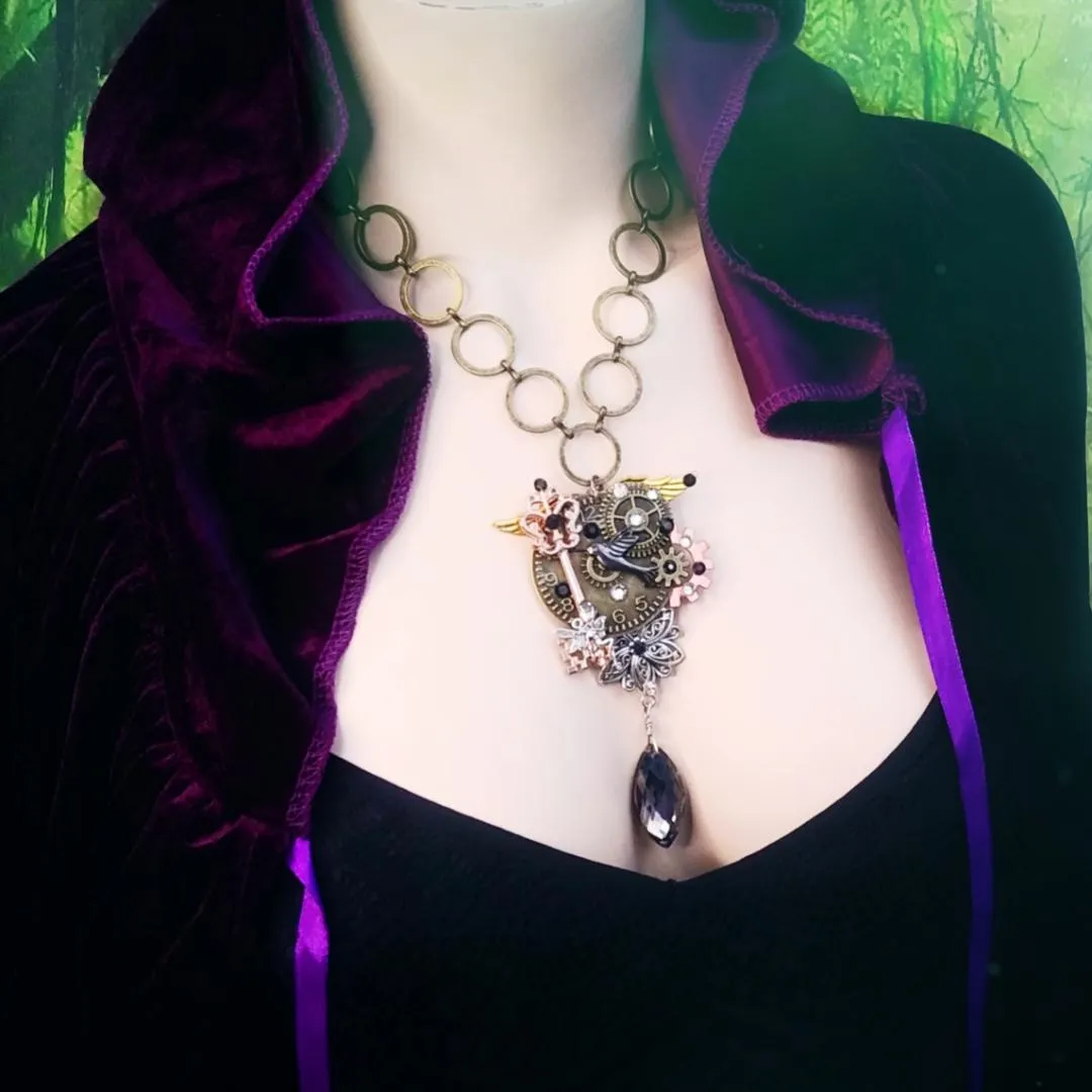 Fantasy Black Statement Necklace - Hypnotizing Time Flyer