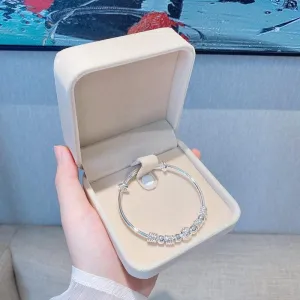 Fashion 925 Sterling Silver Lucky beads Bangles for women Charm Bracelets Luxury Designer Jewellery