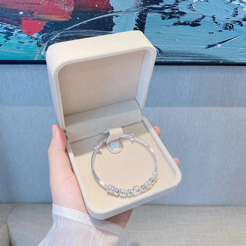 Fashion 925 Sterling Silver Lucky beads Bangles for women Charm Bracelets Luxury Designer Jewellery
