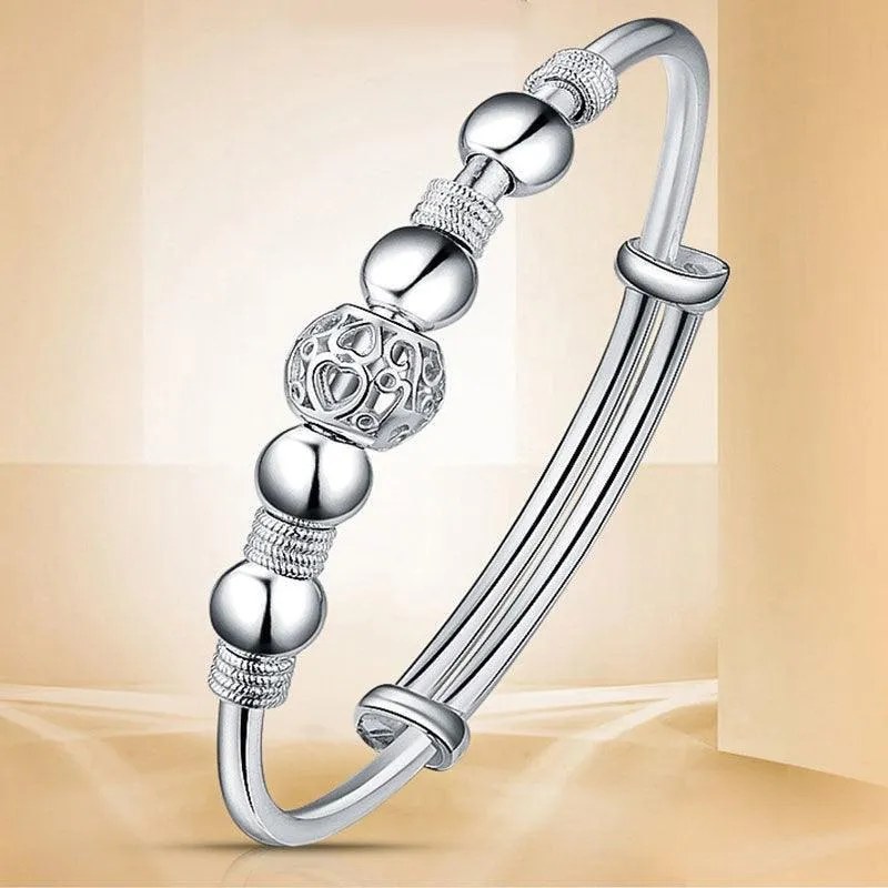 Fashion 925 Sterling Silver Lucky beads Bangles for women Charm Bracelets Luxury Designer Jewellery