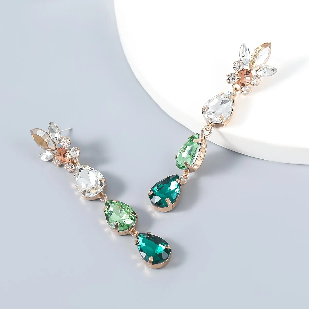 Fashion Simple Metal Color Rhinestone Geometric Earrings