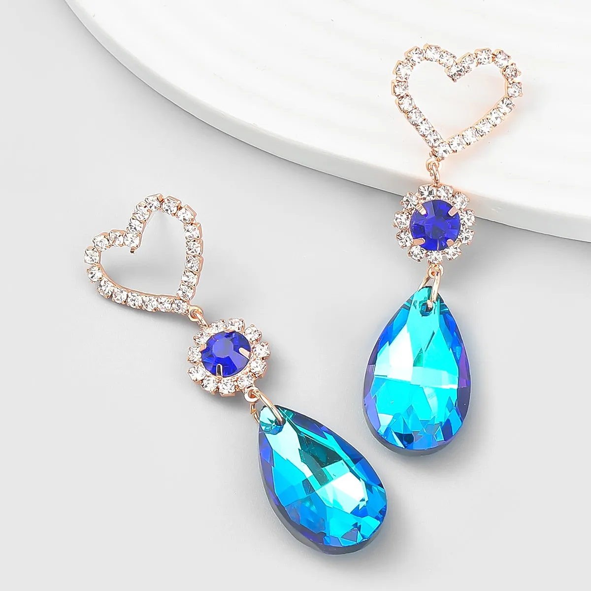 Fashion Simple Metal Color Rhinestone Geometric Earrings