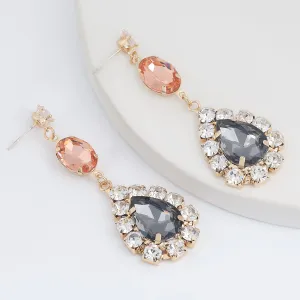Fashion Simple Metal Color Rhinestone Geometric Earrings