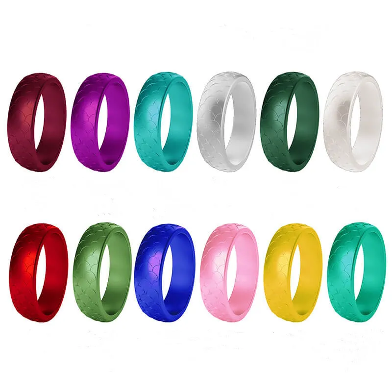 Fish Scale 3-Piece Stacking Silicone Band Ring
