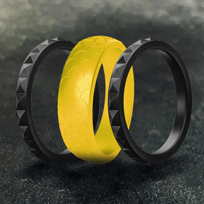 Fish Scale 3-Piece Stacking Silicone Band Ring