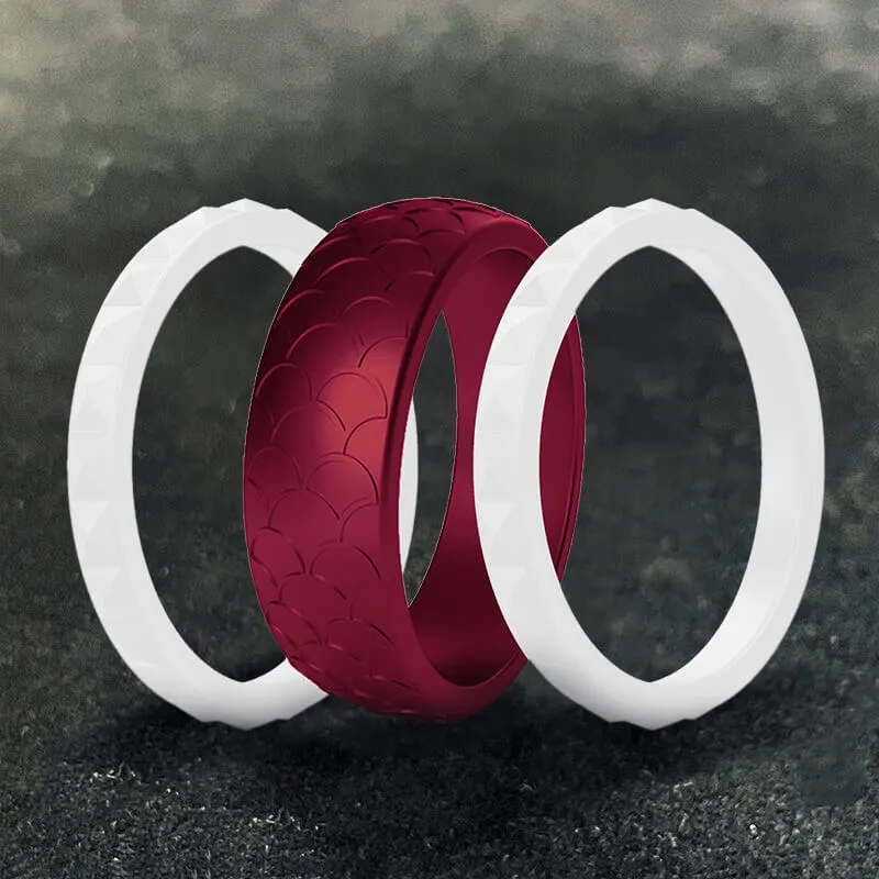 Fish Scale 3-Piece Stacking Silicone Band Ring