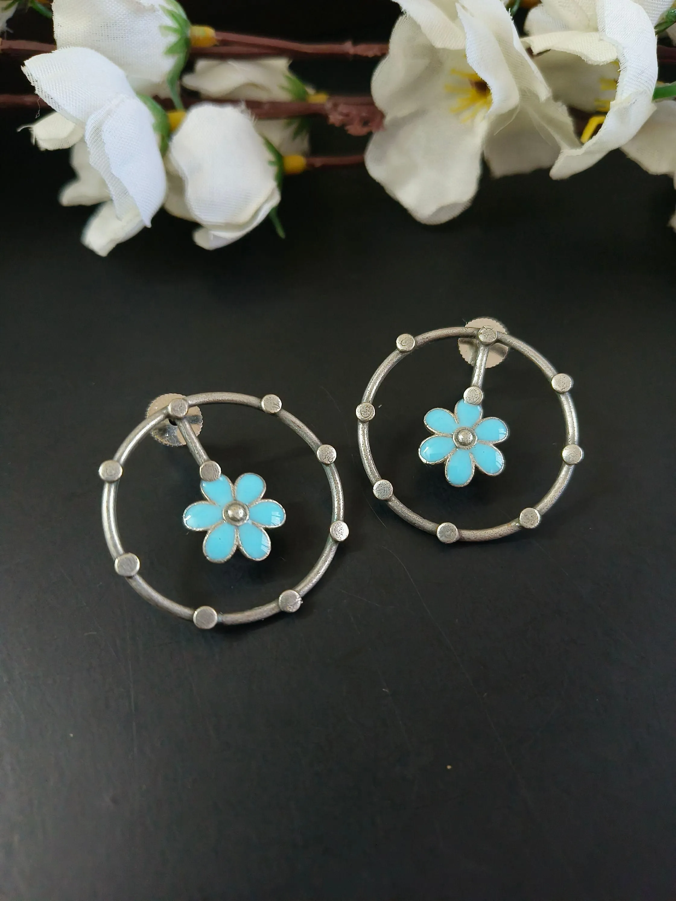Floral Circular Oxidised Earrings | Sarichka