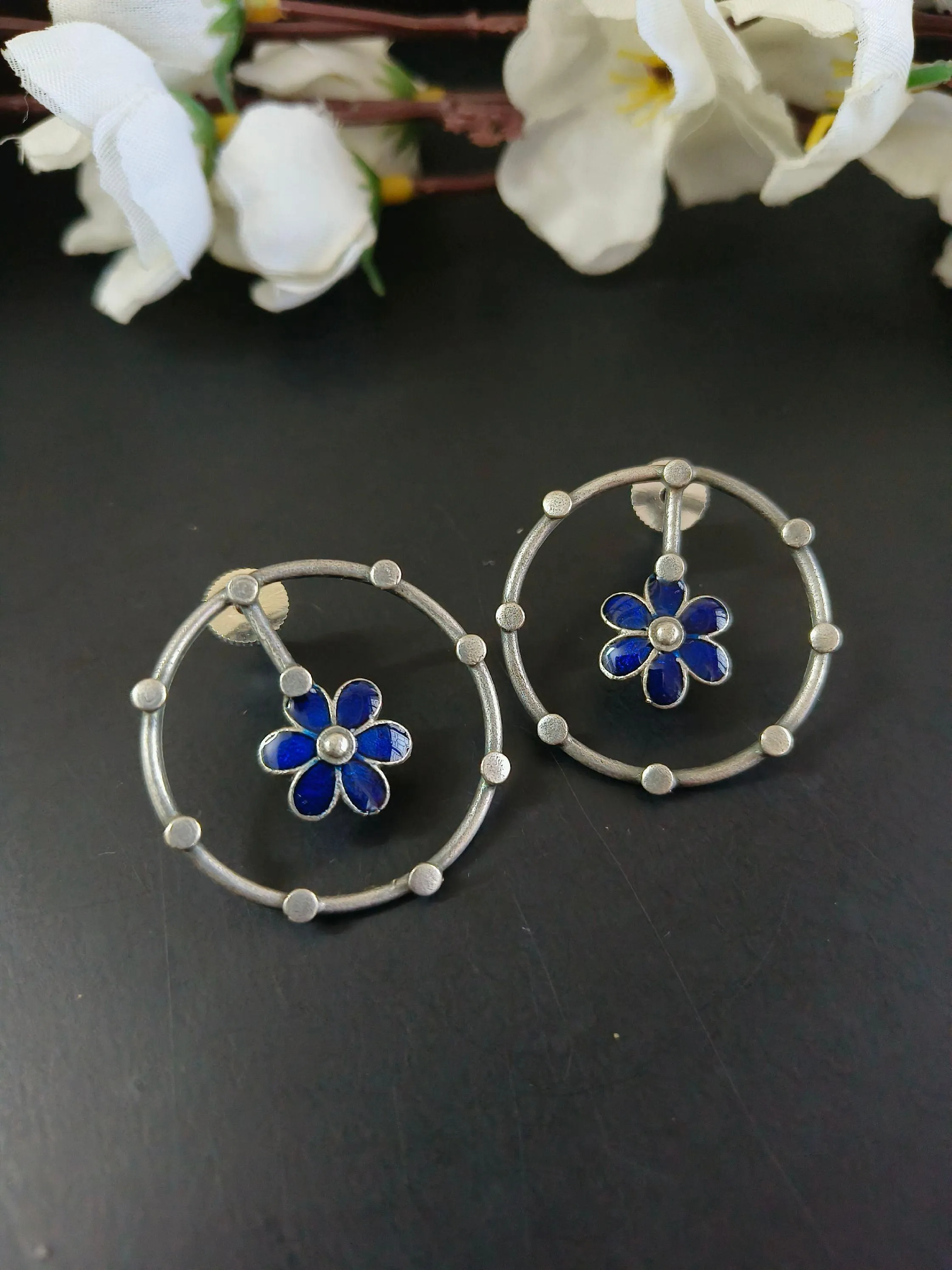 Floral Circular Oxidised Earrings | Sarichka