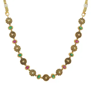 Floral Elegance Red Green Statement 925 Necklace