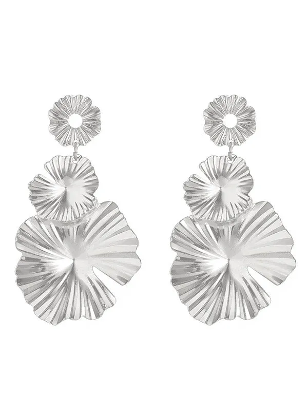 Flower Shape Solid Color Drop Earrings